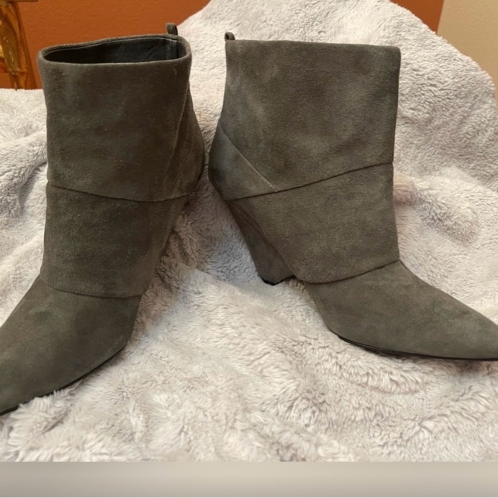 Aldo Wedge Ankle Boots in Dark Gray Suede